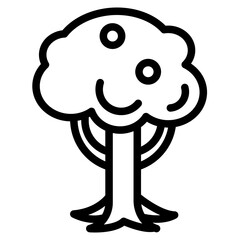 Isolated black and white color tree, forest, park and garden tree icon