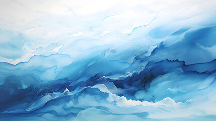 Blue abstract color background in style of water color ocean waves