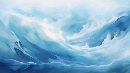 Blue abstract color background in style of water color ocean waves