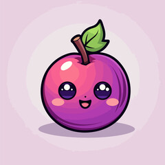 Plum. Plum hand-drawn comic illustration. Vector doodle style cartoon illustration.