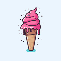 Ice cream hand-drawn comic illustration. Ice cream. Vector doodle style cartoon illustration