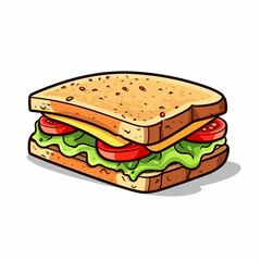 Sandwich hand-drawn illustration. Club sandwich. Vector doodle style cartoon illustration