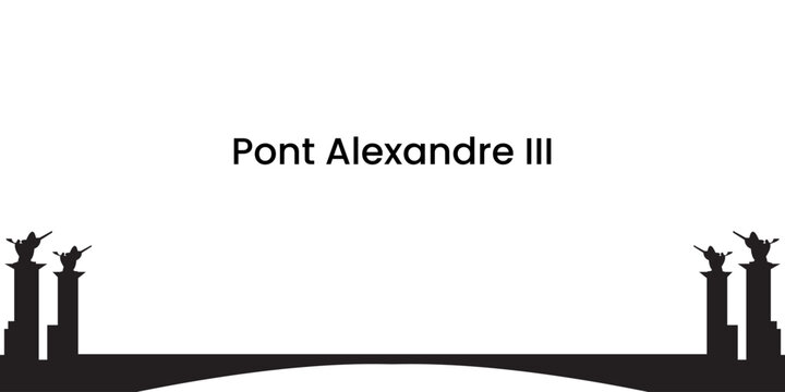 Silhouette in the black of Bridge Alexandre III in Paris, France isolated on a white background, vector illustration