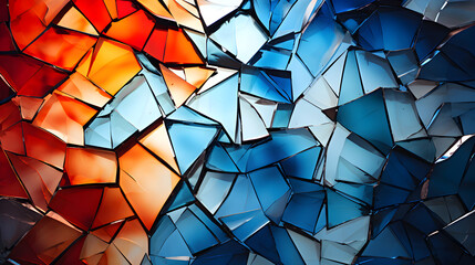 Broken abstract glass texture in color of rainbow - obrazy, fototapety, plakaty