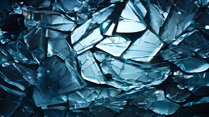 Broken blue glass texture in color of dark bluish