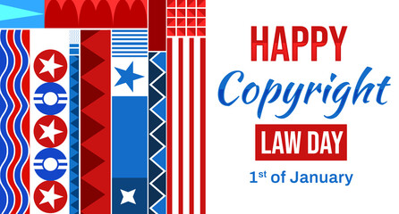 copyright law day banner design in the patriotic color with shapes and typography on the side