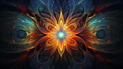 abstract, insanely beautiful meditation image, mystical patterns, magical colors, intricate textures , generated by AI - obrazy, fototapety, plakaty