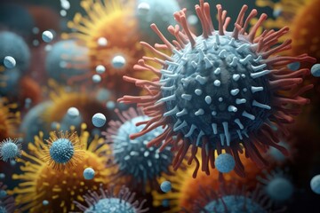 Fototapeta premium macro virus under microscope closeup science illustration