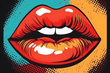 Simple cartoon style red lips illustration