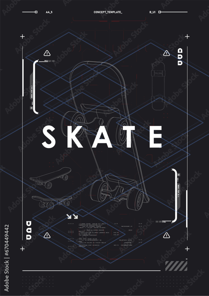 Poster cyberpunk retro futuristic poster. abstract cosmic shapes. digital design elements hud style. trendy
