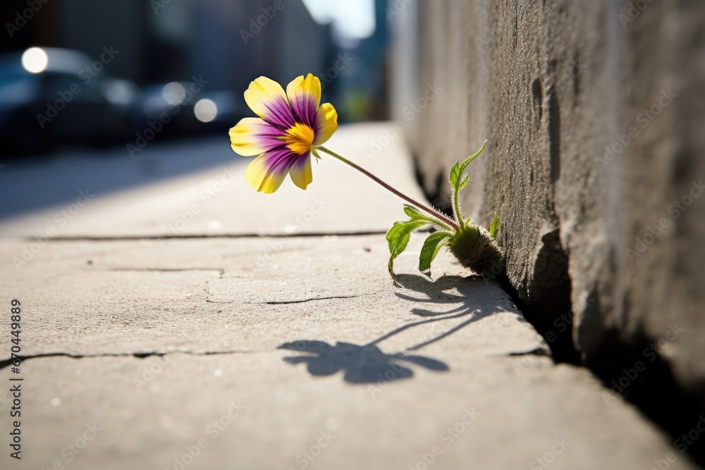 Poster a flower rising through a crack in concrete