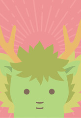 かわいい辰年の年賀状テンプレート（文字なし）