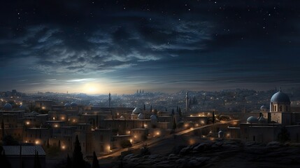 Naklejka premium Bethlehem, a testament to the beauty of Christmas and the divine. Celestial testament, Bethlehem's grace, Christmas beauty, spirituality, wonder. Generated by AI.