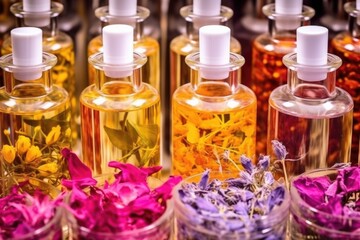 different fragrant flowers used in perfumery production - obrazy, fototapety, plakaty