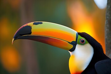 Colorful toucan bird close up portrait