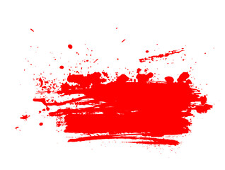 Red dried paint splattered dirty style. Royalty high-quality free stock image of Isolated ink stencils for graphic design, text fields. Artistic brush strokes, splatter stains, paintbrush, overlay