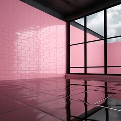 Interior of an empty pink room Created with generative Ai