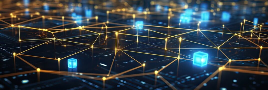 Digital revolution, decentralized ledger system, secure digital transactions, cryptocurrency framework, blockchain connectivity, technological breakthrough. Generated by AI.