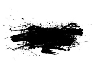 Black dried paint splattered dirty style. Royalty high-quality free stock image of Isolated ink stencils for graphic design, text fields. Artistic brush strokes, splatter stains, paintbrush, overlay