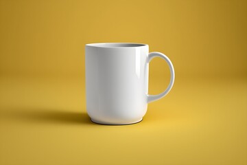 Mockup template with white cup on yellow background