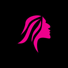 Vector woman in profile template logo or abstract concept for beauty salon. Cosmetics, health centers, fashion and beauty industry. Abstract logo. Vector File.