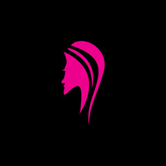 Vector woman in profile template logo or abstract concept for beauty salon. Cosmetics, health centers, fashion and beauty industry. Abstract logo. Vector File.