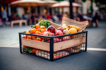 shopping basket filled with healthy food