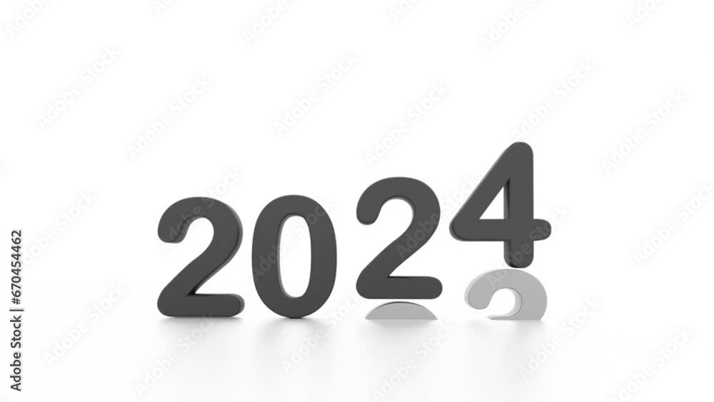 Poster happy new year, copy space for text, empty space for text, 2024 mew year text, isolated on white 3d 