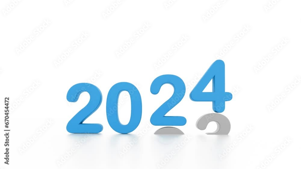 Poster happy new year, copy space for text, empty space for text, 2024 mew year text, isolated on white 3d 