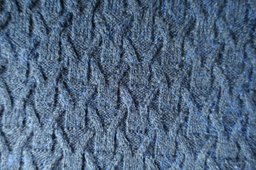 View of navy blue knitted woolen fabric  from above