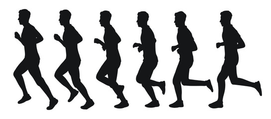 Silhouettes of athletes runners. Athletics, running, cross, sprinting, jogging, walking