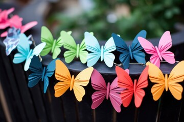 a diy chain of colorful paper butterflies