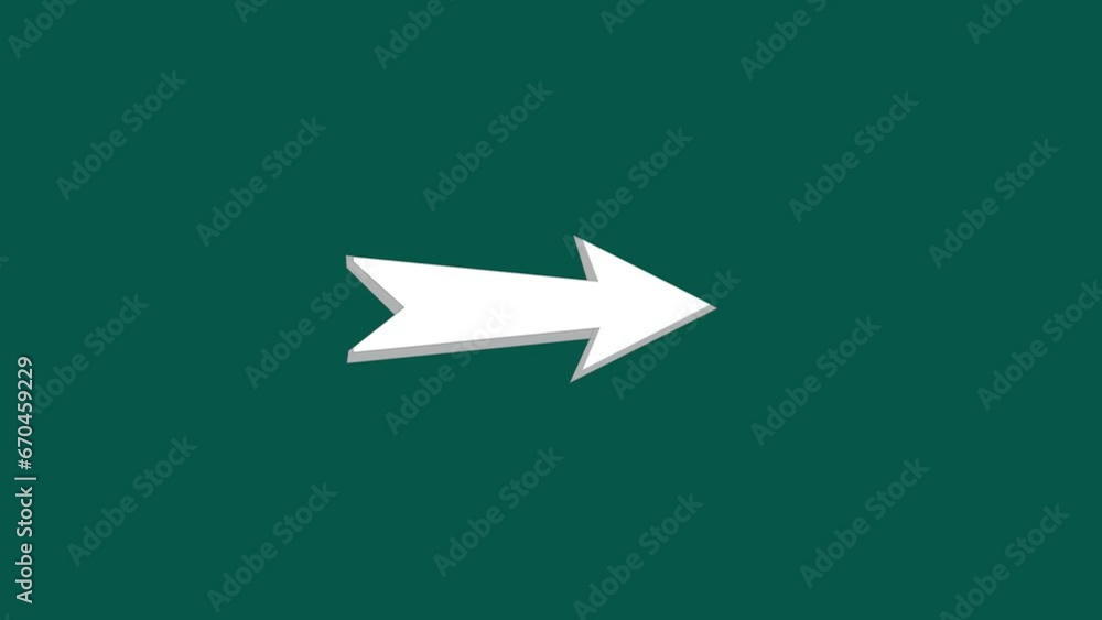 Poster arrow sign symbol animation on green screen, red color cartoon arrow pointing right ..