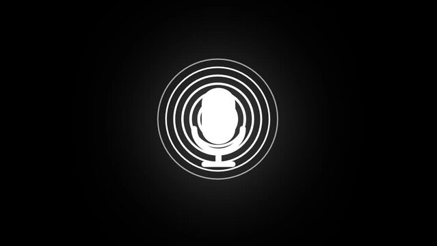 Voice recording podcast mic microphone button icon animation. audio microphone icon animation.
