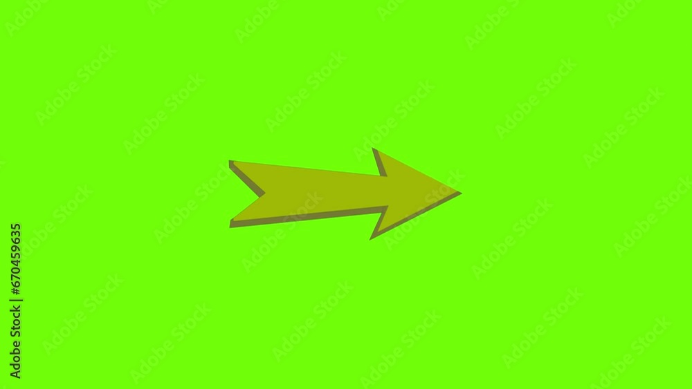 Poster arrow sign symbol animation on green screen, red color cartoon arrow pointing right ..