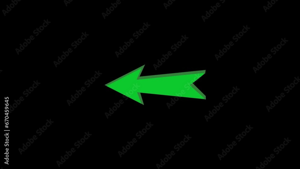 Poster arrow sign symbol animation on green screen, red color cartoon arrow pointing right ..