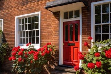 a snap of georgian house door framed with red bricks