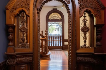 Fototapeta na wymiar detailed view of ornate woodwork on an arched doorway