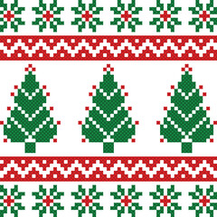 seamless pattern with christmas. tribal pattern. local fabric pattern. pixel pattern. cross stitch
