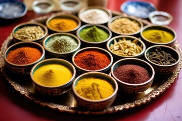 Obraz na płótnie Canvas an array of indian spices for diwali festival