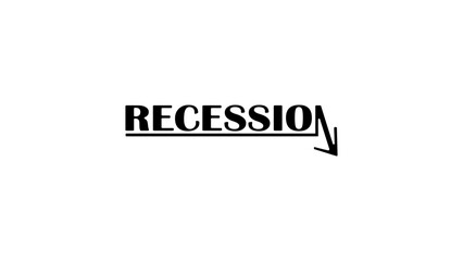 recession, inscription showing down arrow, recession symbol