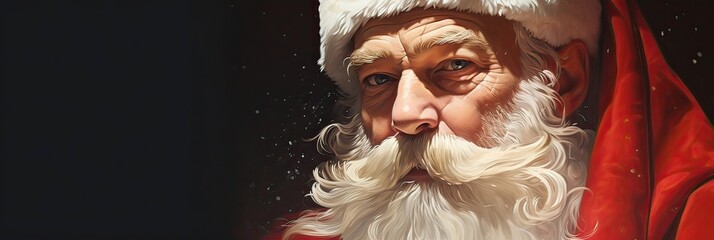 Santa Claus, white beard, red suit, holiday cheer, festive symbol, joy, giving spirit. Generated by AI.