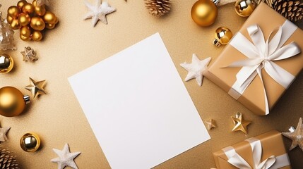 Fototapeta na wymiar Paper wish list blank for Christmas or New Year, mock up. Generative AI