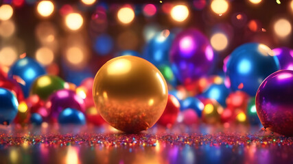 Christmas lights background, Happy Birth background, colorful light particles background, colorful confetti background