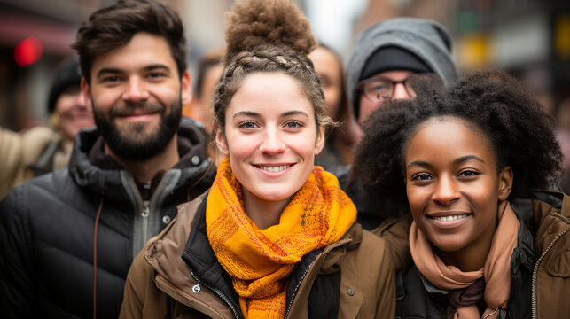 A Diverse Group Of People Rallying For Equal Rights At A Protest