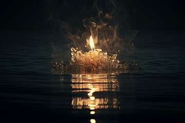candle in water, underwater candle, candle, fire in water