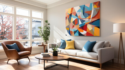 A colorful abstract painting with the equality symbol as its focal point