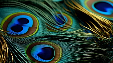 Fototapeta premium The intricate details of a peacock feather.