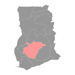 Ashanti region map, administrative division of Ghana. Vector illustration.