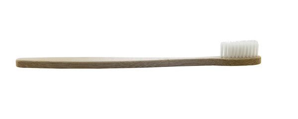 Cutout of an isolated eco-friendly bamboo toothbrush with the transparent png 